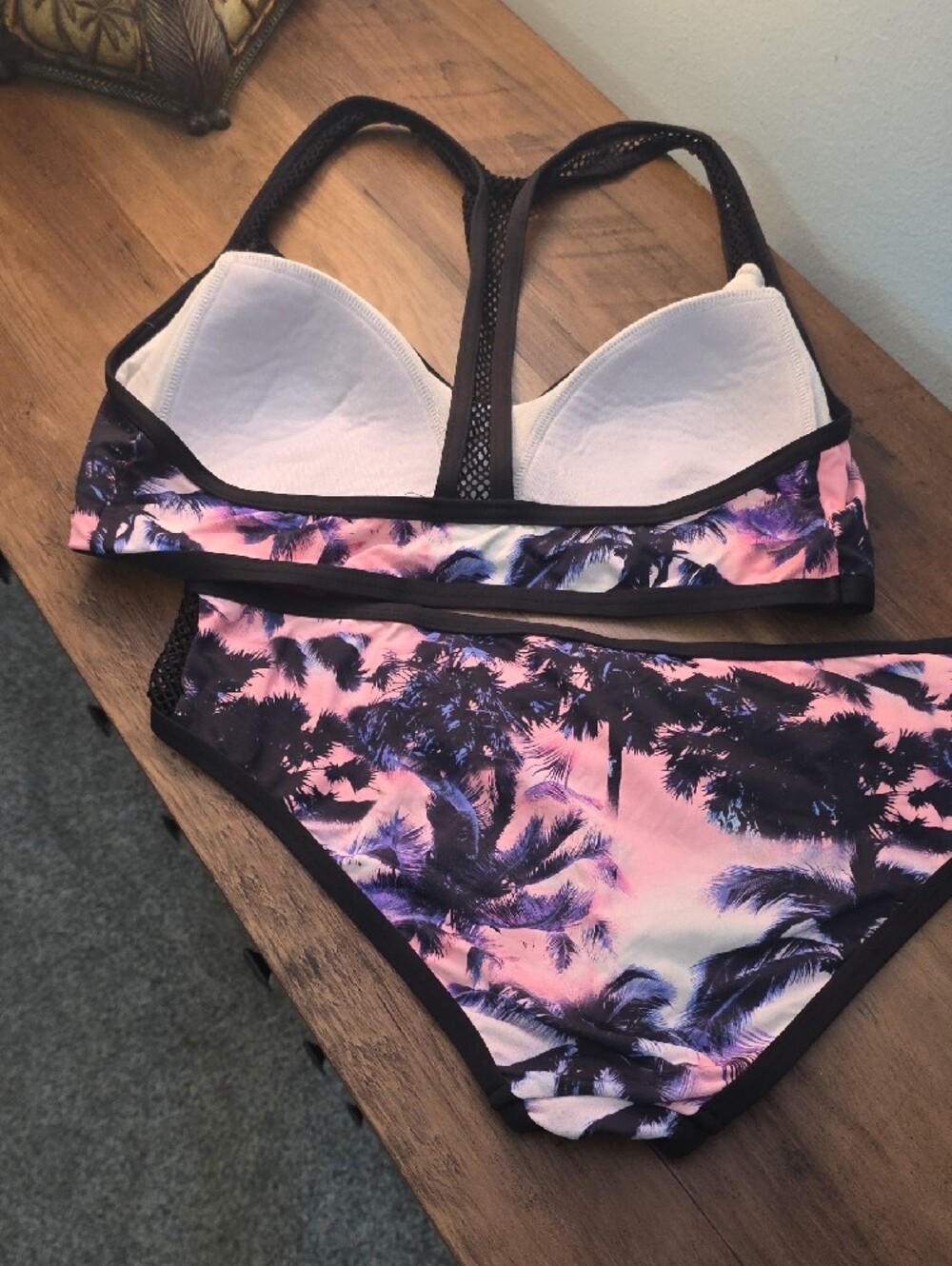 VENUS Pink and Black Palm-Print Bikini Set - Picture 2 of 5